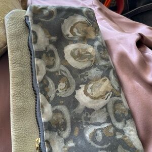 oyster Watercolor Fold-Over Clutch in Gray and